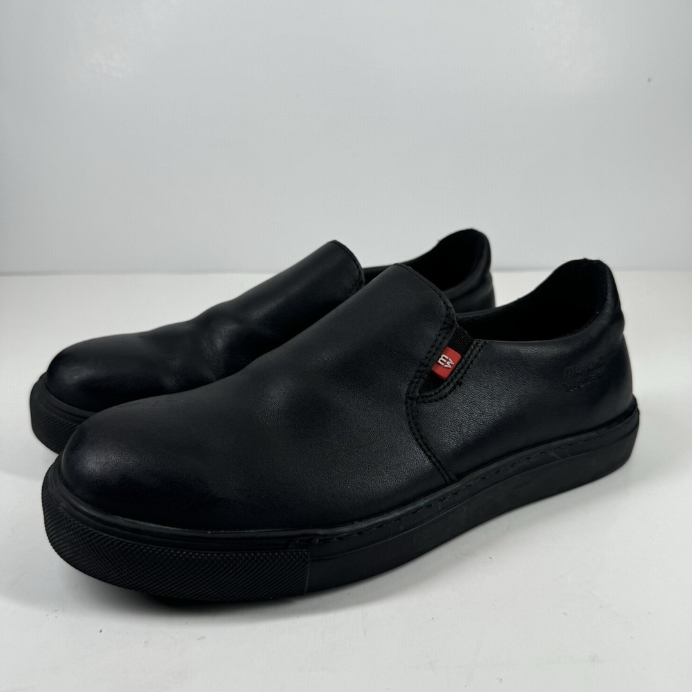 Mellow Walk Jessica Women's 7.5E‎ Wide Black Leather Steel Toe Safety Work Shoes